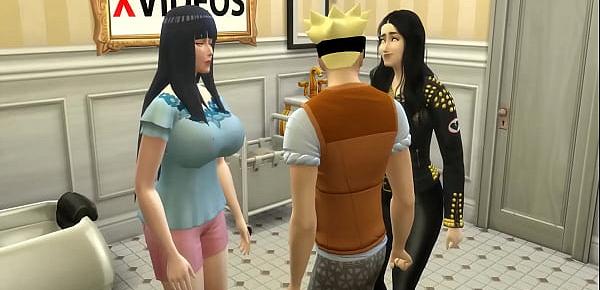 trendsFamilia Pervertida Cap 6 Naruto y su madre hinata e hermana hanabi queda atrapados en el baño terminan montandose un trio con su madre y hermana